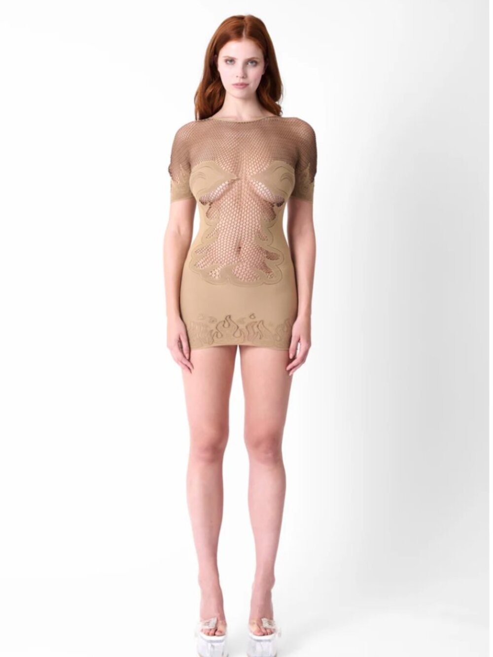 NWT Poster Girl Pin-Up Mini Dress in Beige